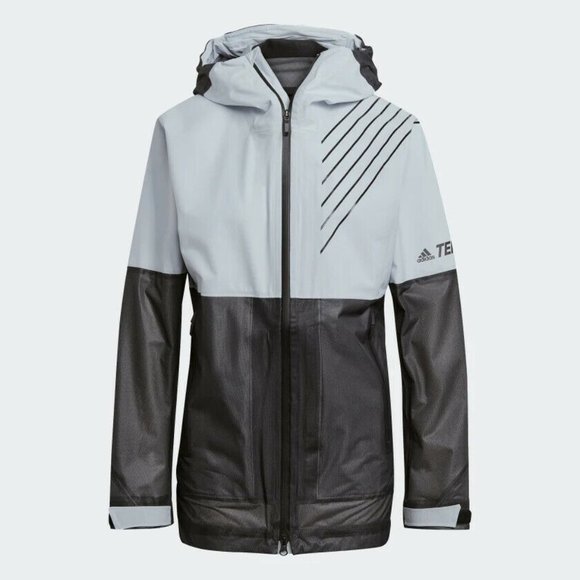 NEW Size M Medium Womens Adidas Terrex 3-Layer Zupahike Grey Rain Jacket GI7289